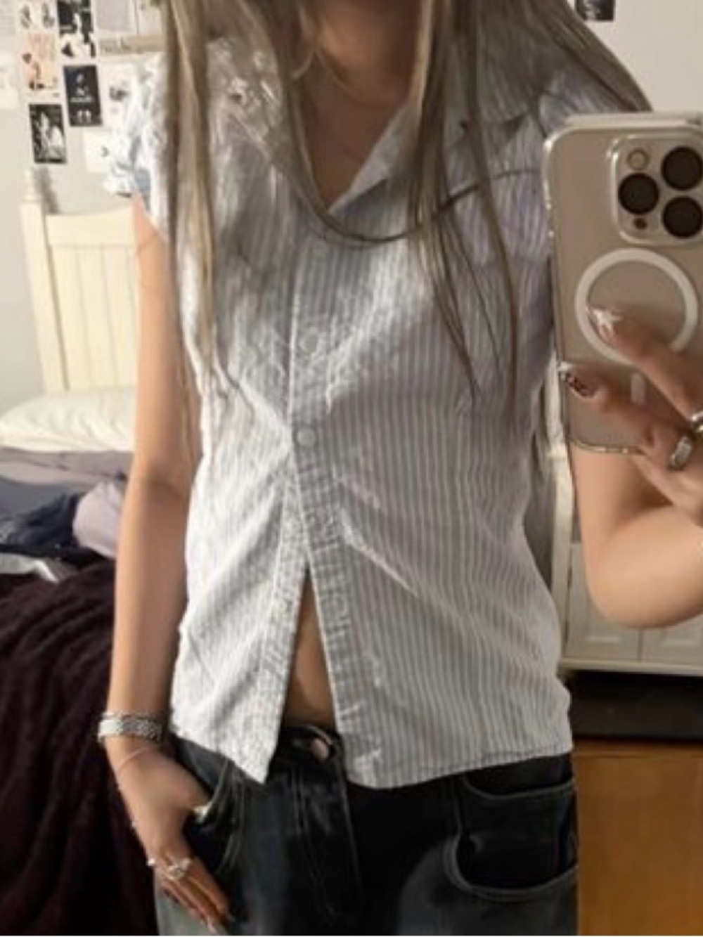 Brandy Melville Light Blue Rue Top